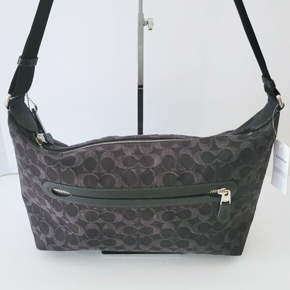 Coach CAJ86 Finn Crossbody Signature Denim Messenger Bag Black Mens - Picture 4 of 8